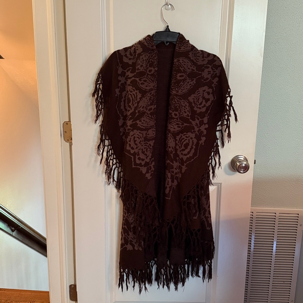 Brown Fringe Shawl